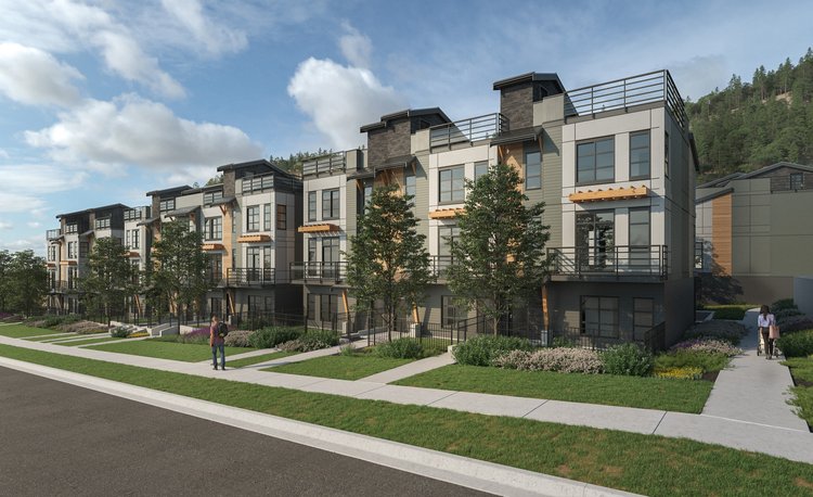 The Peaks townhouses for sale in Kelowna - street view rendering